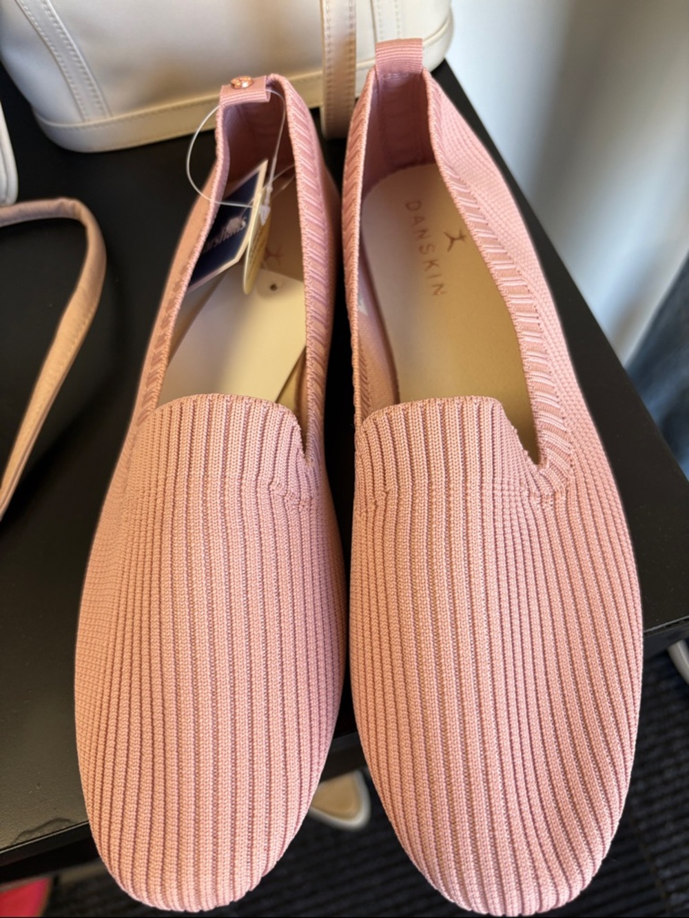 Danskin Blush Pink Ribbed Knit Slip-On Flats- NWT